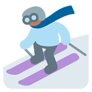 ⛷🏾 Emoji Esquiador, Tono De Piel Oscuro Medio en Twitter Twemoji 11.0.