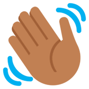 👋🏾 Emoji winkende Hand: mitteldunkle Hautfarbe Twitter Twemoji 11.0.
