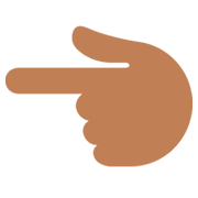 👈🏾 Emoji Dorso Da Mão Com Dedo Indicador Apontando Para A Esquerda: Pele Morena Escura na Twitter Twemoji 11.0.