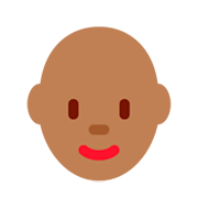 👩🏾‍🦲 Emoji Mujer: Tono De Piel Oscuro Medio Y Sin Pelo en Twitter Twemoji 11.0.