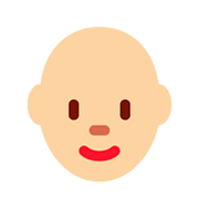 👩🏼‍🦲 Emoji Mujer: Tono De Piel Claro Medio Y Sin Pelo en Twitter Twemoji 11.0.