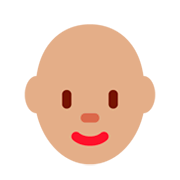 👩🏽‍🦲 Emoji Frau: mittlere Hautfarbe, Glatze Twitter Twemoji 11.0.