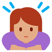 🙇🏽‍♀️ Emoji Mujer Haciendo Una Reverencia: Tono De Piel Medio en Twitter Twemoji 11.0.
