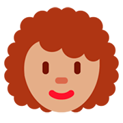 👩🏽‍🦱 Emoji Frau: mittlere Hautfarbe, lockiges Haar Twitter Twemoji 11.0.