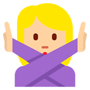 🙅🏼‍♀️ Emoji Frau mit überkreuzten Armen: mittelhelle Hautfarbe Twitter Twemoji 11.0.