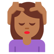 💆🏾‍♀️ Emoji Frau, die eine Kopfmassage bekommt: mitteldunkle Hautfarbe Twitter Twemoji 11.0.