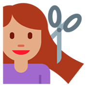 💇🏽‍♀️ Emoji Frau beim Haareschneiden: mittlere Hautfarbe Twitter Twemoji 11.0.