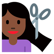 💇🏿‍♀️ Emoji Mujer Cortándose El Pelo: Tono De Piel Oscuro en Twitter Twemoji 11.0.
