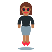 🕴🏾‍♀️ Emoji Mujer En Traje De Negocios Levitando: Tono De Piel Oscuro Medio en Twitter Twemoji 11.0.