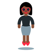 🕴🏿‍♀️ Emoji Mulher de terno de negócios está levitando: Pele Escura na Twitter Twemoji 11.0.