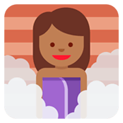 🧖🏾‍♀️ Emoji Frau in Dampfsauna: mitteldunkle Hautfarbe Twitter Twemoji 11.0.
