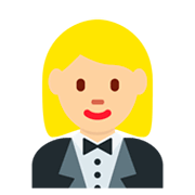 🤵🏼‍♀️ Emoji Mujer Con Esmoquin: Tono De Piel Claro Medio en Twitter Twemoji 11.0.