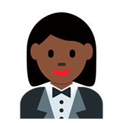 🤵🏿‍♀️ Emoji Mujer Con Esmoquin: Tono De Piel Oscuro en Twitter Twemoji 11.0.