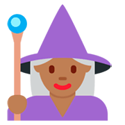 🧙🏾‍♀️ Emoji Maga: Tono De Piel Oscuro Medio en Twitter Twemoji 11.0.