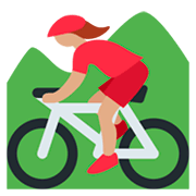 🚵🏽‍♀️ Emoji Mujer En Bicicleta De Montaña: Tono De Piel Medio en Twitter Twemoji 11.0.