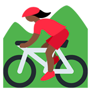 🚵🏿‍♀️ Emoji Mountainbikerin: dunkle Hautfarbe Twitter Twemoji 11.0.