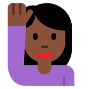 🙋🏿‍♀️ Emoji Frau mit erhobenem Arm: dunkle Hautfarbe Twitter Twemoji 11.0.