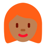 👩🏾‍🦰 Emoji Frau: mitteldunkle Hautfarbe, rotes Haar Twitter Twemoji 11.0.