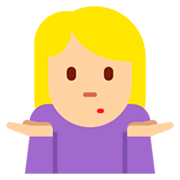 🤷🏼‍♀️ Emoji Mujer Encogida De Hombros: Tono De Piel Claro Medio en Twitter Twemoji 11.0.