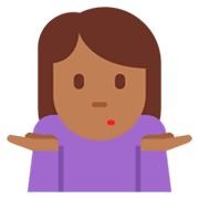 🤷🏾‍♀️ Emoji schulterzuckende Frau: mitteldunkle Hautfarbe Twitter Twemoji 11.0.