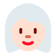 👩🏻‍🦳 Emoji Frau: helle Hautfarbe, weißes Haar Twitter Twemoji 11.0.