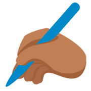 ✍🏾 Emoji Mano Escribiendo: Tono De Piel Oscuro Medio en Twitter Twemoji 11.0.