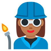 👩🏾‍🏭 Emoji Fabrikarbeiterin: mitteldunkle Hautfarbe Twitter Twemoji 11.1.