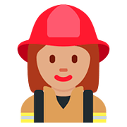Émoji 👩🏽‍🚒 Pompier Femme : Peau Légèrement Mate sur Twitter Twemoji 11.1.