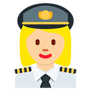 👩🏼‍✈️ Emoji Piloto Mujer: Tono De Piel Claro Medio en Twitter Twemoji 11.1.