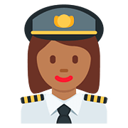 👩🏾‍✈️ Emoji Piloto De Avião Mulher: Pele Morena Escura na Twitter Twemoji 11.1.