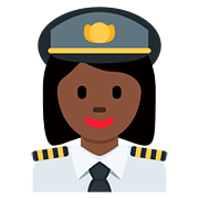 👩🏿‍✈️ Emoji Piloto De Avião Mulher: Pele Escura na Twitter Twemoji 11.1.