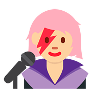 👩🏼‍🎤 Emoji Cantante Mujer: Tono De Piel Claro Medio en Twitter Twemoji 11.1.