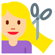 💇🏼 Emoji Persona Cortándose El Pelo: Tono De Piel Claro Medio en Twitter Twemoji 11.1.
