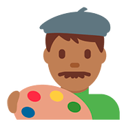 👨🏾‍🎨 Emoji Artista Hombre: Tono De Piel Oscuro Medio en Twitter Twemoji 11.1.
