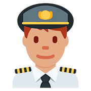 👨🏽‍✈️ Emoji Piloto De Avião Homem: Pele Morena na Twitter Twemoji 11.1.