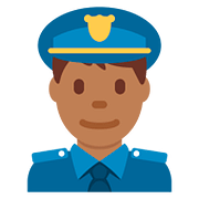👮🏾‍♂️ Emoji Policial Homem: Pele Morena Escura na Twitter Twemoji 11.1.