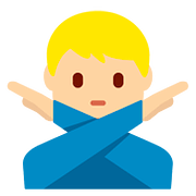 🙅🏼‍♂️ Emoji Mann mit überkreuzten Armen: mittelhelle Hautfarbe Twitter Twemoji 11.1.