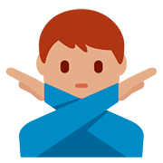 🙅🏽‍♂️ Emoji Hombre Haciendo El Gesto De «no»: Tono De Piel Medio en Twitter Twemoji 11.1.