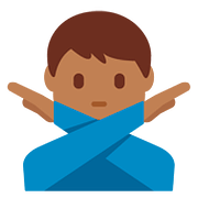 Emoji 🙅🏾‍♂️ Uomo Con Gesto Di Rifiuto: Carnagione Abbastanza Scura su Twitter Twemoji 11.1.