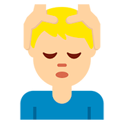 💆🏼‍♂️ Emoji Mann, der eine Kopfmassage bekommt: mittelhelle Hautfarbe Twitter Twemoji 11.1.