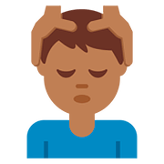 💆🏾‍♂️ Emoji Mann, der eine Kopfmassage bekommt: mitteldunkle Hautfarbe Twitter Twemoji 11.1.