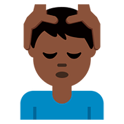 💆🏿‍♂️ Emoji Mann, der eine Kopfmassage bekommt: dunkle Hautfarbe Twitter Twemoji 11.1.