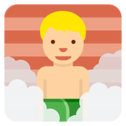 🧖🏼‍♂️ Emoji Hombre En Una Sauna: Tono De Piel Claro Medio en Twitter Twemoji 11.1.