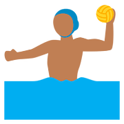 🤽🏾‍♂️ Emoji Homem Jogando Polo Aquático: Pele Morena Escura na Twitter Twemoji 11.1.