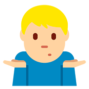 🤷🏼‍♂️ Emoji schulterzuckender Mann: mittelhelle Hautfarbe Twitter Twemoji 11.1.