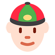 👲🏻 Emoji Mann mit chinesischem Hut: helle Hautfarbe Twitter Twemoji 11.1.