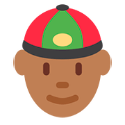 👲🏾 Emoji Homem De Boné: Pele Morena Escura na Twitter Twemoji 11.1.