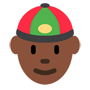 👲🏿 Emoji Mann mit chinesischem Hut: dunkle Hautfarbe Twitter Twemoji 11.1.