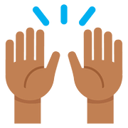 🙌🏾 Emoji zwei erhobene Handflächen: mitteldunkle Hautfarbe Twitter Twemoji 11.1.