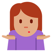 Emoji 🤷🏽 Persona Che Scrolla Le Spalle: Carnagione Olivastra su Twitter Twemoji 11.1.